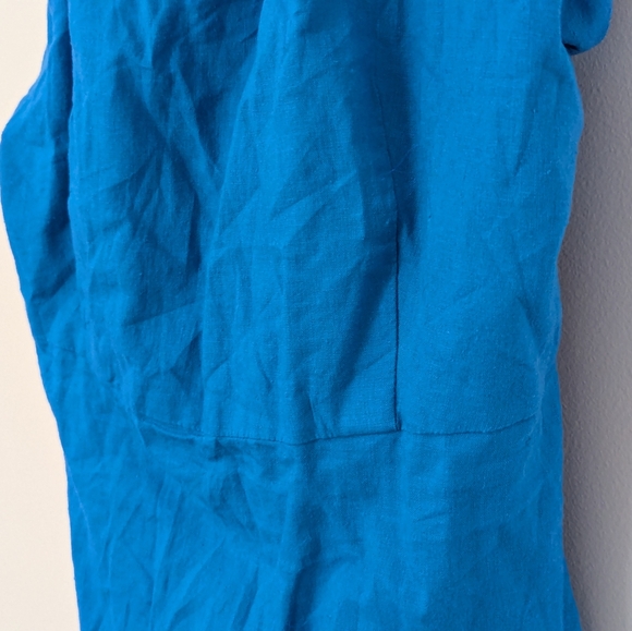 NWT Mango Blue Linen Boho Halter Dress With Open Back Beads, Sz L - Picture 5 of 8